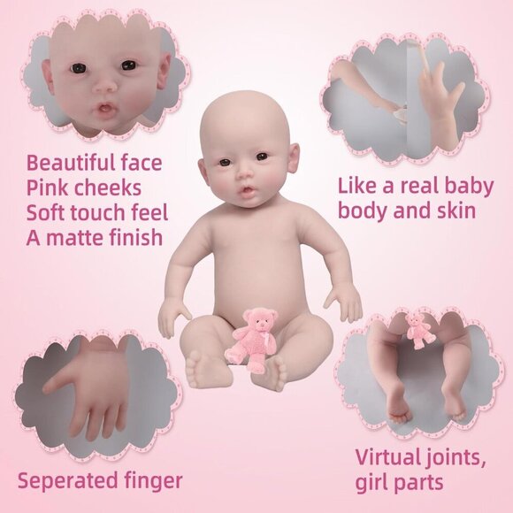 Amazon.com: YIQI 18.5 inches Full Silicone Newborn Baby Doll  🆕18.5 inches Full Silicone Newborn Baby Doll Wheaten Color 6.9 pounds Doll
